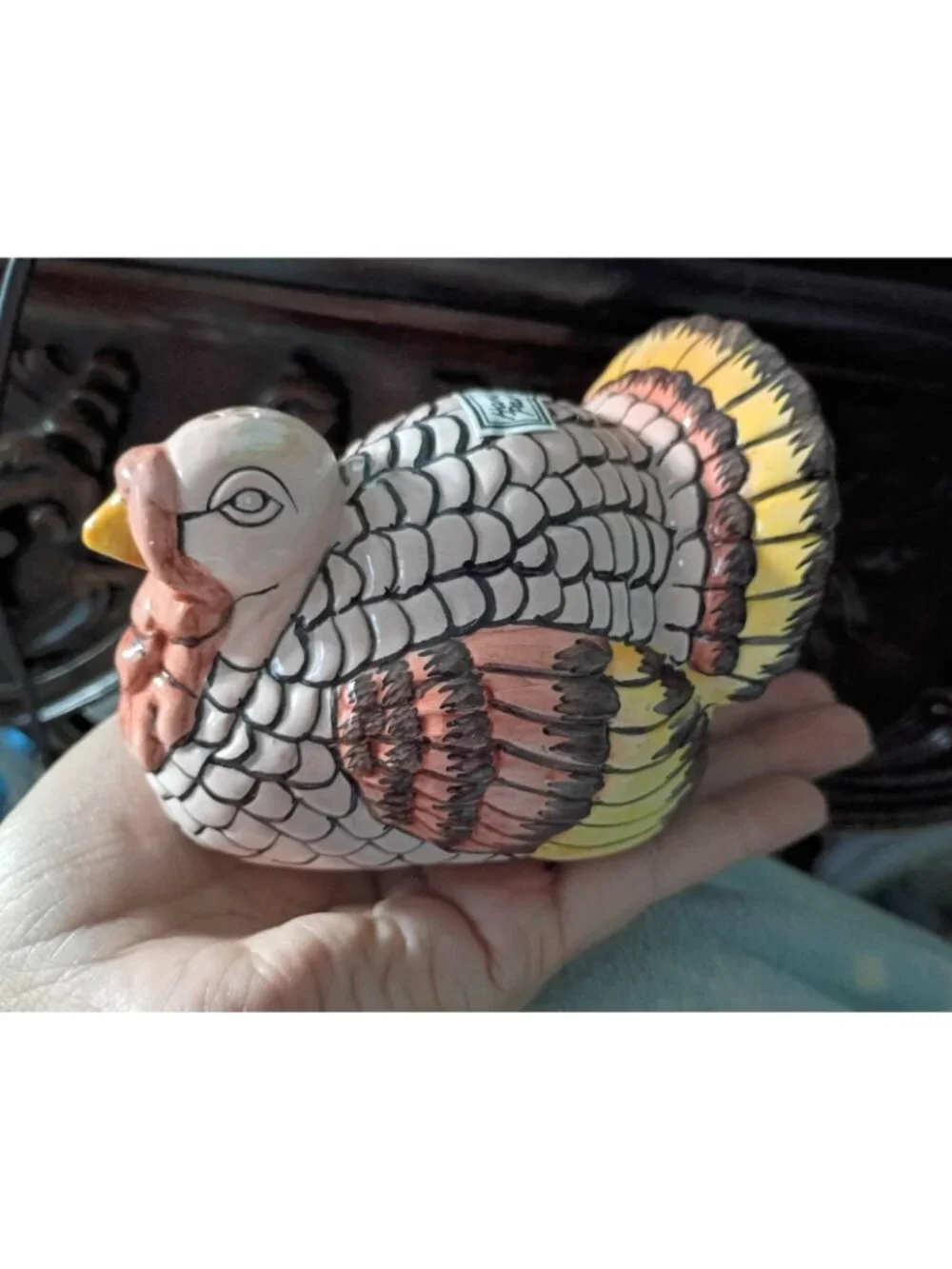 Fitz & Floyd Large Ceramic Turkey Salt & Pepper Shakers Handpainted Thanksgiving